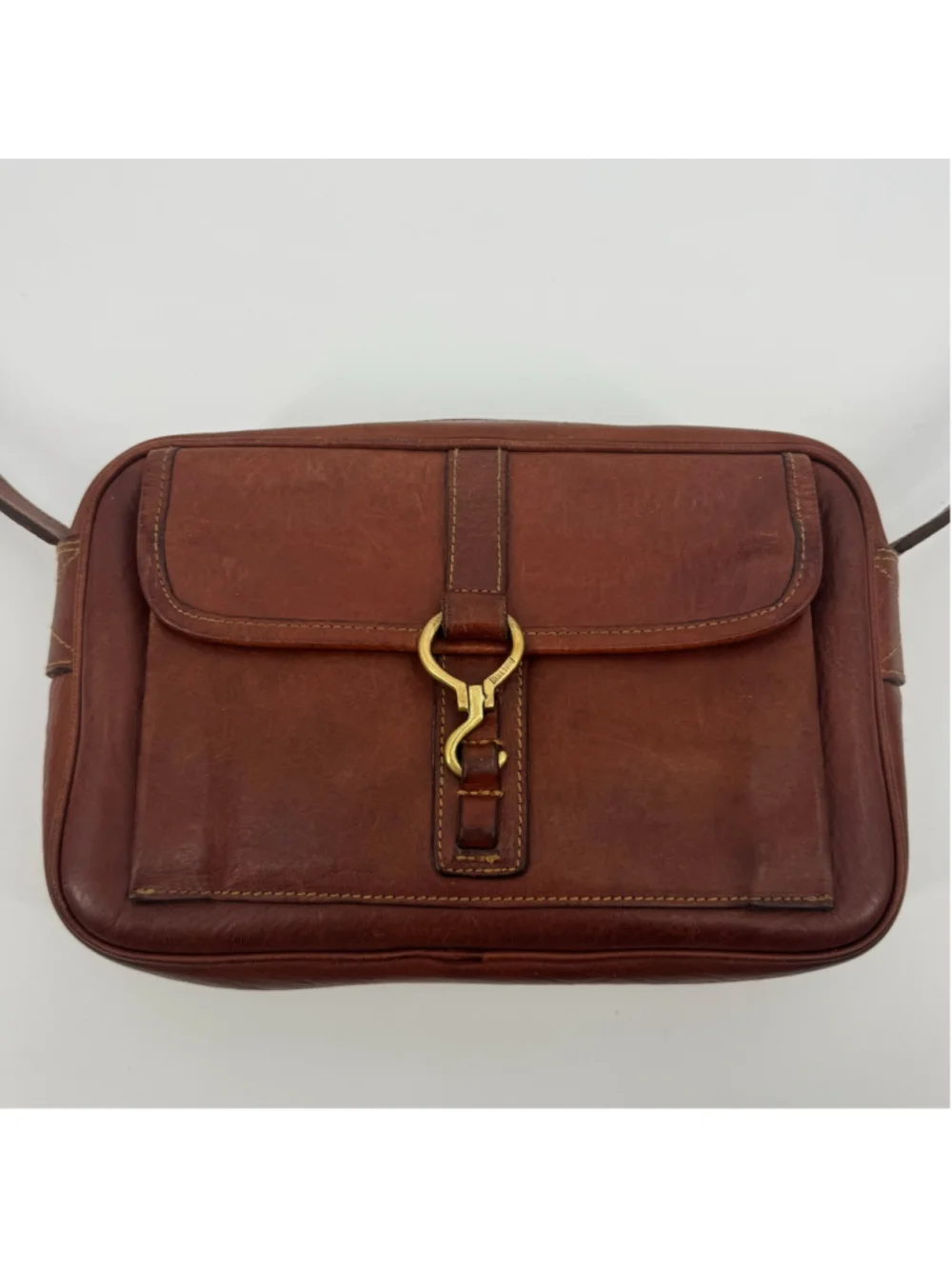 Vintage Archival Ralph Lauren Cognac Leather Crossbody Camera Bag Unisex
